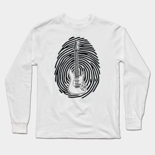 Fingerprint Electric Guitar Outline Light Theme Long Sleeve T-Shirt